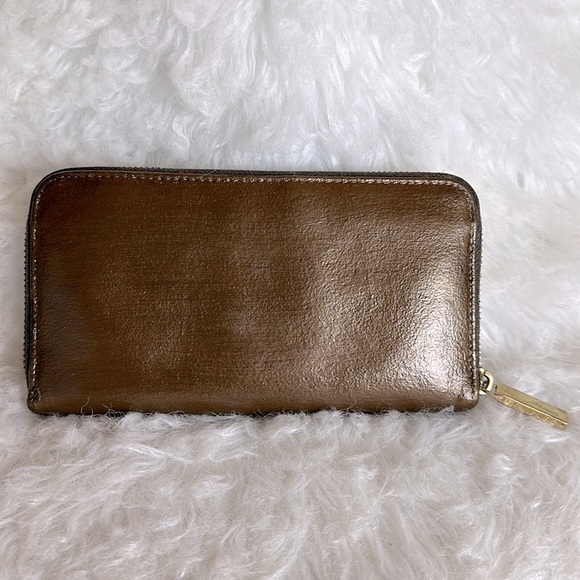 TORY BURCH dark brown metallic wallet - Picture 2 of 8